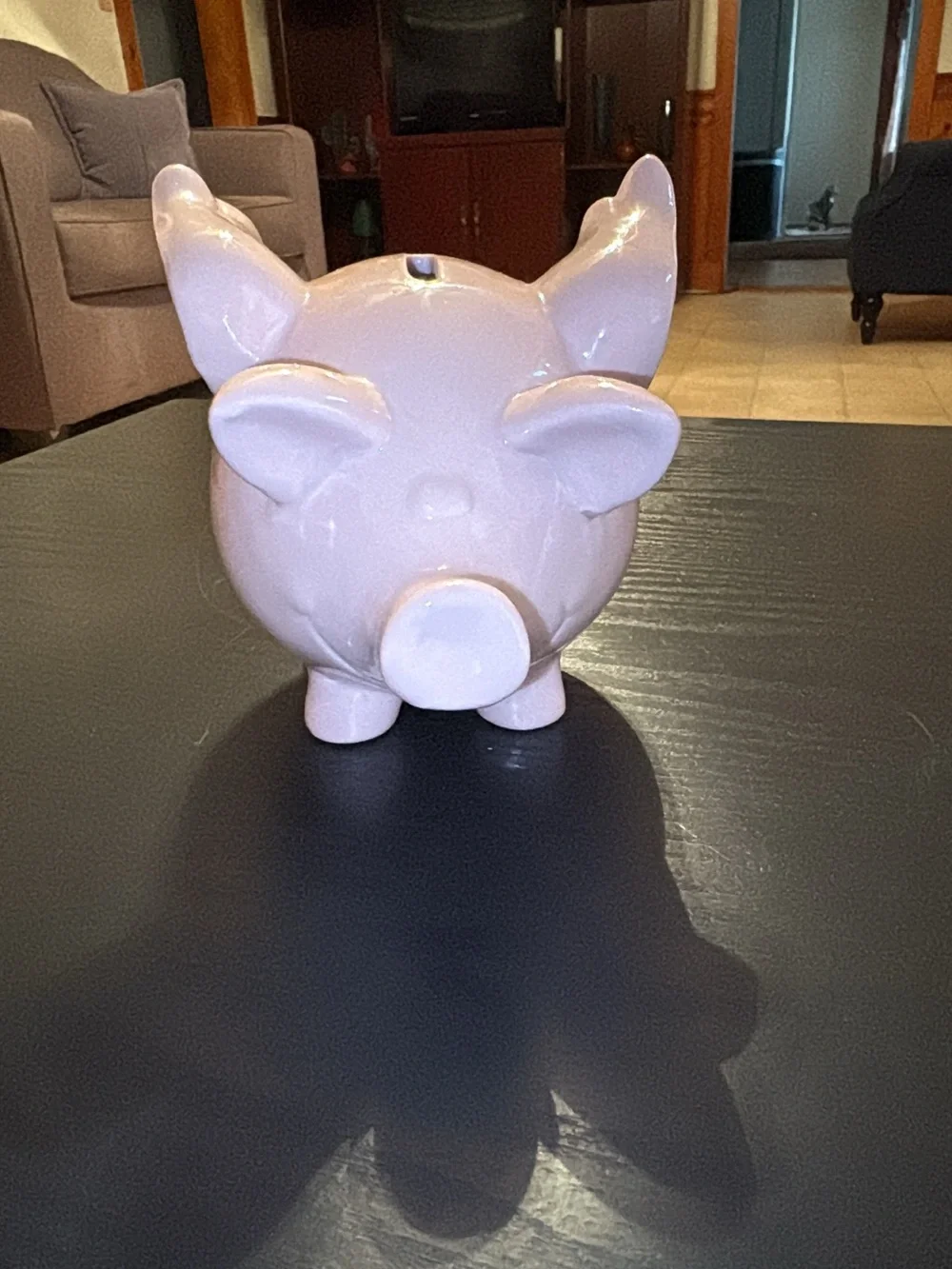 Pink Ceramic Pig Figurine Bank - Cute Home Accent